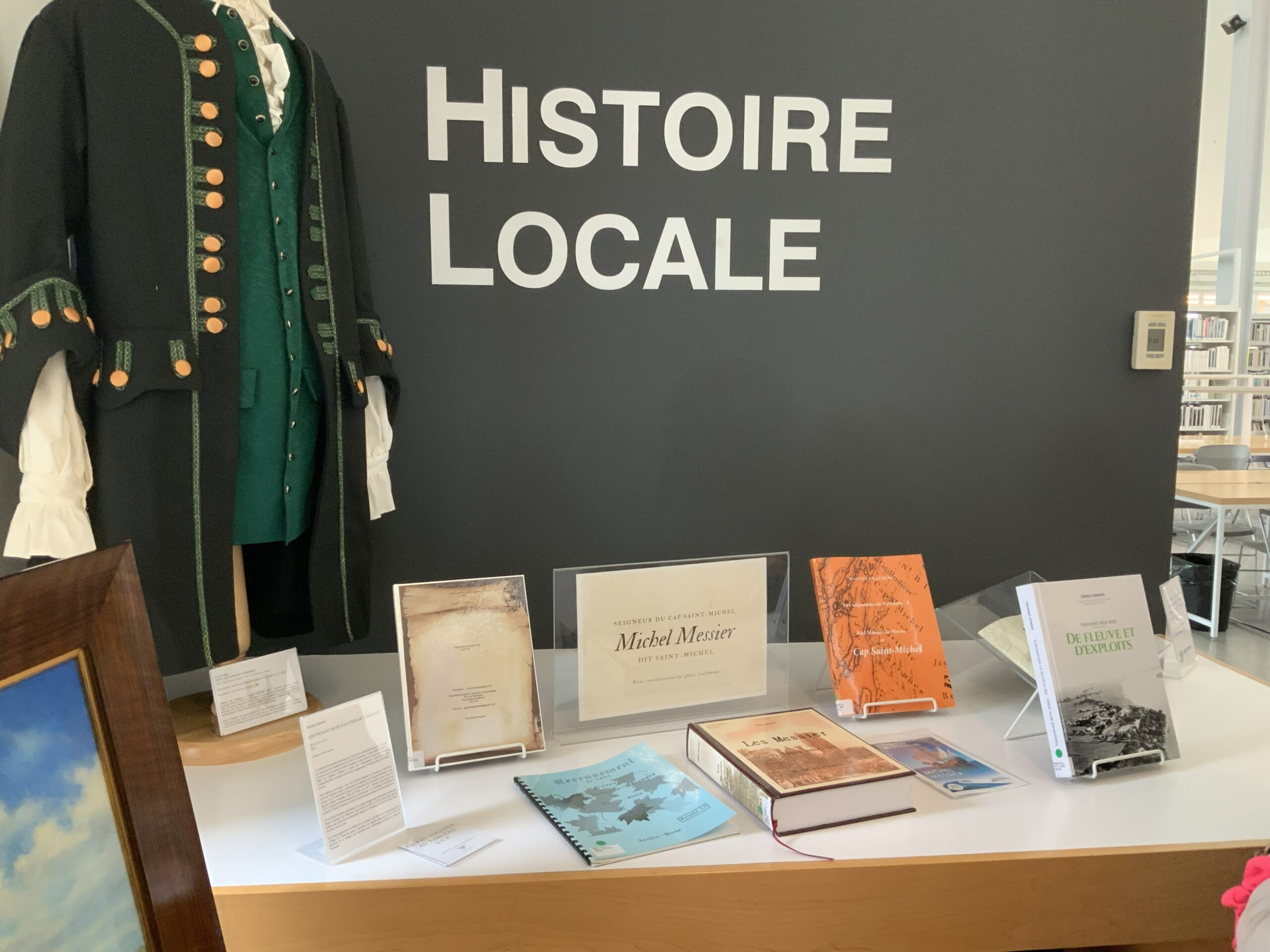 At the library, a "Local History" corner specially set up for our visit.