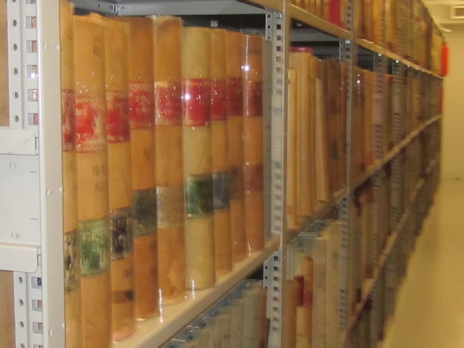 A few documents in a storage room.